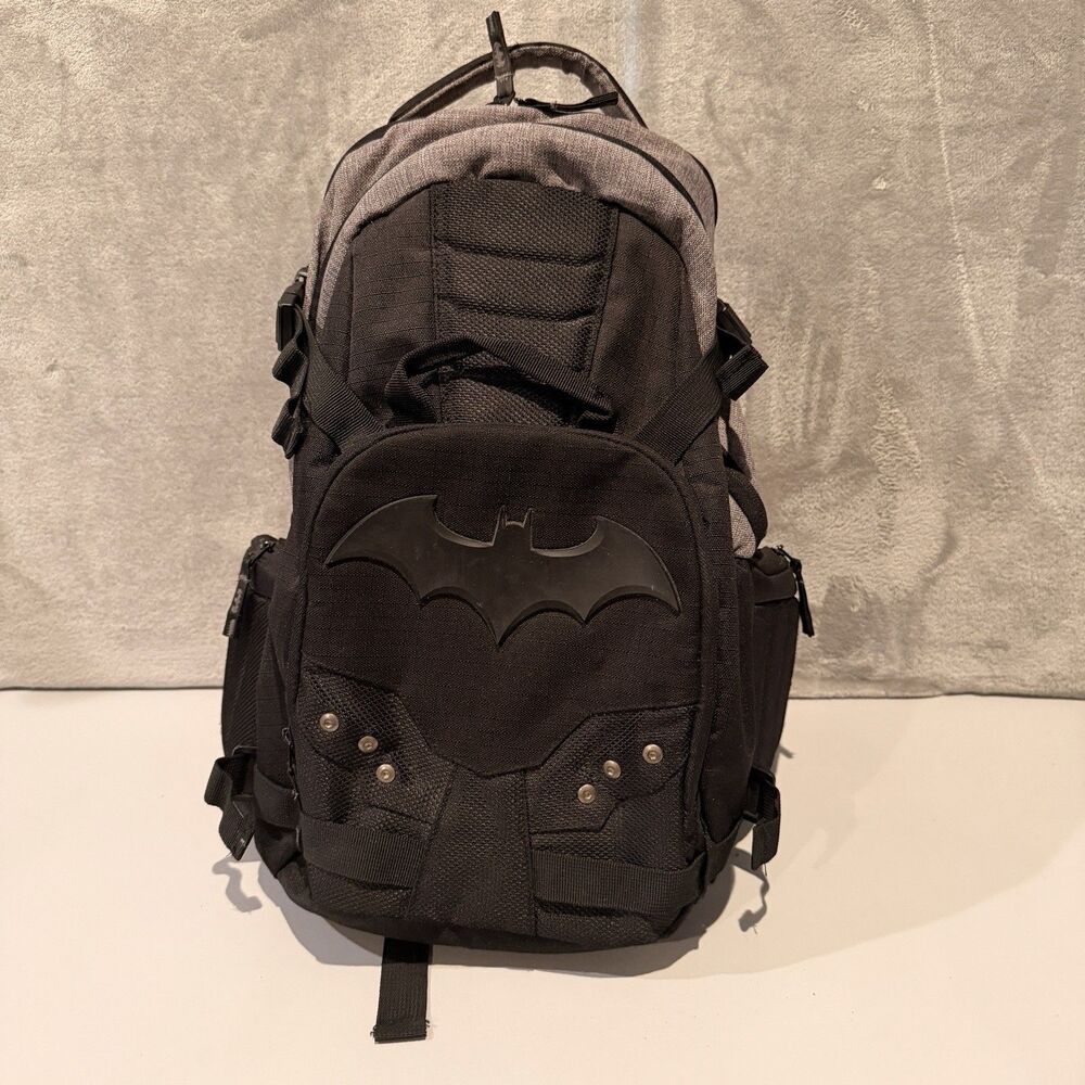 Batman Tactical Backpack Black Gray Laptop School Travel Bookbag DC Comics - Picture 3 of 10